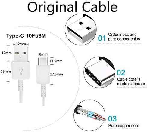 Short 8inch (2xPack) USB Type-C Cable Compatible with Your Streaming Sticks, Rii, Nintendo Switch, SNES, NES Classic Also Fast Quick Charges Plus Data Transfer! (White) in Saudi Arabia