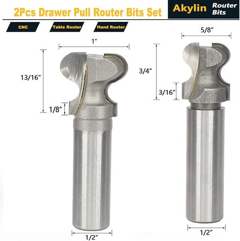 مجموعة لقم توجيه أنف مستديرة 7 قطع من Akylin ساق 1/2 بوصة، لقم صندوق كوف 5/16 بوصة، 3/8 بوصة، 1/2 بوصة، 5/8 بوصة 3/4 بوصة، 7/8 بوصة و1 بوصة CD، لـ الخشب مستدير / الحز الدائري، التعقيد، النقش، الغمر in Kuwait
