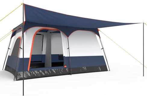 Tangkula 6/8/10 شخص مع التخييم مع الشرفة ، خيمة مقصورة عائلية كبيرة مع غرفتين ، أبواب ، نوافذ شبكية ، طراز مطر قابل للإزالة ، حقيبة تحمل ، خيام ذات طبقة مزدوجة للتخييم ، النزهة ، في الهواء الطلق in Kuwait