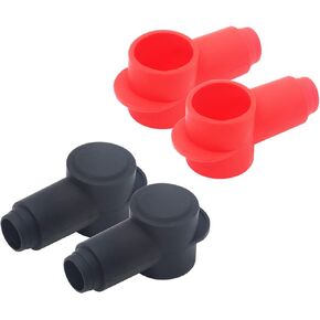 Recoil STC40-4 4 Pack Silicone Terminal Covers for Alternator Battery Stud and Power Junction Blocks, Fits 3/0AWG to 4/0AWG Wire, 2 Red and 2 Black Pairs