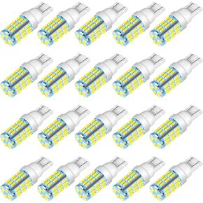921 194 168 175 T10 مصابيح LED بيضاء 20 حزمة، فائقة السطوع 42-SMD LED استبدال 12 فولت RV العربة مقطورة قارب الجذع الداخلي أضواء ترخيص خريطة القبة، أضواء عكسية احتياطية