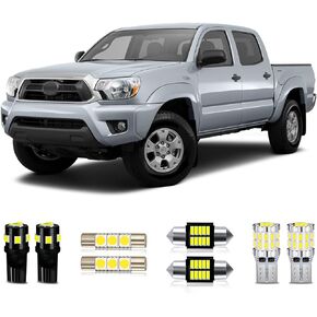 White LED Bulbs Package Kit Compatible with 2005 2006 2007 2008 2009 2010 2011 2012 2013 2014 2015 Toyota Tacoma Interior Map Dome Light + License Plate Light and Install Tool, 7 Piece