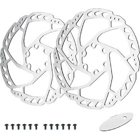 RUJOI 160mm Disc Brake Rotor, Discs brake rotors with 6 Bolts and MTB disc brake pads adjuster Fit for Shimano/Tektro/TRP Brake lock (2 pcs 160mm rotors with 12 bolts screw)