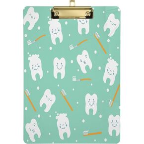 Cartoon Teeth Clipboard Acrylic A4 Letter Size Clipboards with Metal Clip for Nurses for School Office Nurse Students Women Man and Kids,Silver