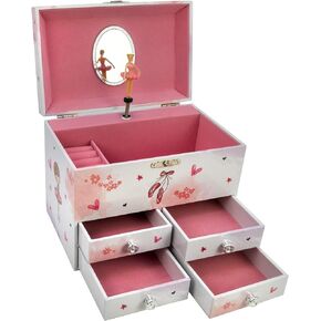 The San Francisco Music Box Company Ballerina Friends 4 Drawer Musical Jewelry Chest