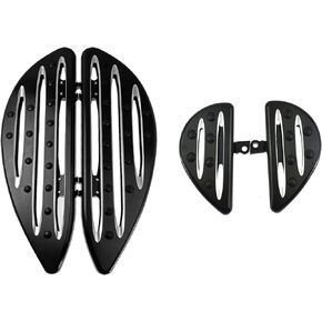 Motorcycle Floorboards Set Driver Passenger Footboards Front Rear Foot Pegs Fit For Harley Touring Road Glide Street Glide Electra Glide Softail Dyna Black