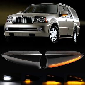 LED Smoked Side Mirror Turn Signal Lights Replacement for Expedition Navigator 2003 2004 2005 2006 White & Amber Turn Signal Blinkers Lamps