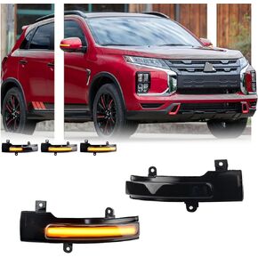 2 PCS Sequential Dynamic LED Side Mirror Turn Signal Lights for Mitsubishi Outlander 2013-2020 Lancer 2016, Mitsubishi Accessories Clear Lens Turn Signal Indicator Lamp Replacement