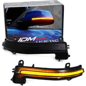 iJDMTOY Smoked Lens Dynamic Sequential Blink LED Side Mirror Turn Signal Light Strip Assembly Compatible with BMW 1 2 3 4 Series i3 (F20 F21 F22 F30 F32)