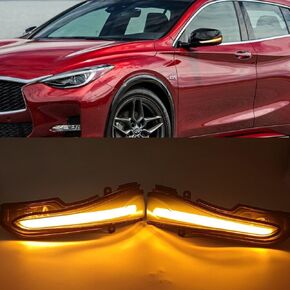 Side Mirrors LED Sequential Dynamic Blackout Turn Signal Lights Indicator 2pcs/Pair for 2014-2021 Infiniti Q50 Q50L 2017-2020 Infiniti Q60 Q60L 2016-2020 Q70 Q70L