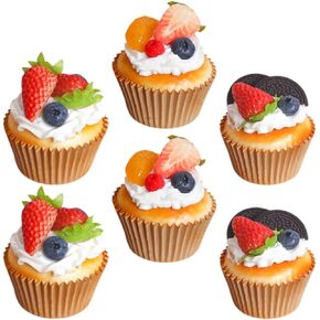 LIFKOME 6Pcs Artificial Cake Fake Cupcake Simulation Realistic Food Imitation Faux Replica Cake Bread Dessert Display Props Model for Home Kitchen Party Decoration