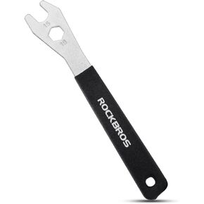 ROCKBROS 15mm Black Metal Pedal Wrench with Extra Long Handle for Bike Removal and Installation