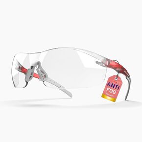 ANSI Z87.1 Safety Glasses, Anti-Fog UV Impact Scratch Resistant for Eye Protection at Work, Sports, Shooting, Pickleball, Clear Wraparound Lenses, No-Slip Nose Grip, Black and Grey, 1 Pack
