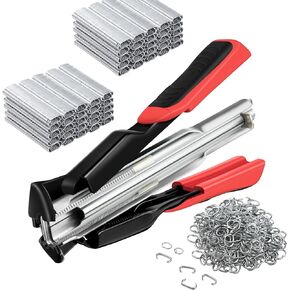 Dreyoo 2500 Pcs C Clips Hog Ring Pliers Kit, 3/4'' Hog Ring Nail, Fencing Plier Staple Gun Cage Clamp for Animal Pet Cages Fencing, Upholstery, Car Cushions, Meat and Sausage Casings