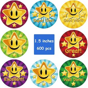 1500 PCS Reward Stickers for Teachers, Soykay 1 inch Encouragement Motivational Stickers Labels for Students Kids School Classroom Award in 24 Designs (3 Rolls)