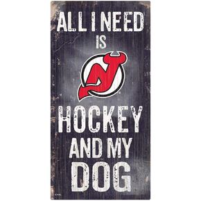 Fan Creations NHL New Jersey Devils للجنسين New Jersey Devils Hockey and My Dog Sign، لون الفريق، 6 × 12