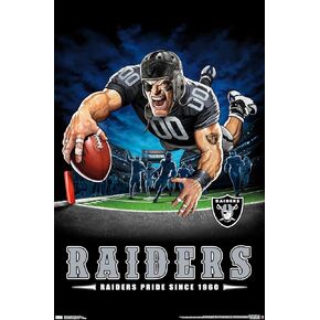 Trends International NFL Las Vegas Raiders – End Zone 20 Wall Poster, 14.725" x 22.375", Barnwood Framed Version