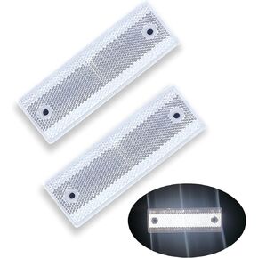 4A / GB23254 / CCC 2pcs Rectangle Reflector Self Adhesive Stick on Trailer Driveway Mailbox (Amber, Self-Adhesive)