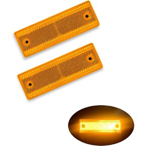 4A / GB23254 / CCC 2pcs Rectangle Reflector Self Adhesive Stick on Trailer Driveway Mailbox (Amber, Self-Adhesive)