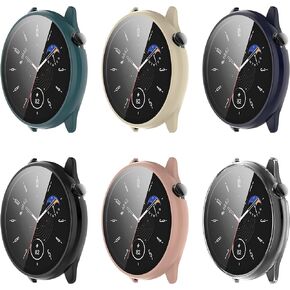 FitTurn 6pack Screen Protector Case Compatible with Amazfit GTR Mini (A2174) SmartWatch, Replacement PC Slim Case Cover 3D Full Coverage Tempered Glass Screen Protector case
