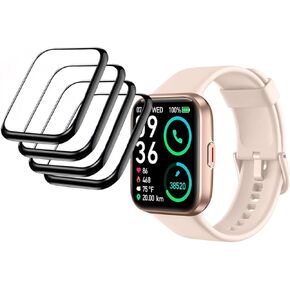 [4-Pack] for SKG V7 Pro Smartwatch Screen Protector, Full Coverage 3D Curved Edge Frame Case Friendly Anti Scratch Anti-Bubble HD Clear PET Film for SKG V7 Pro 1.69" smartwatch Smart Watch
