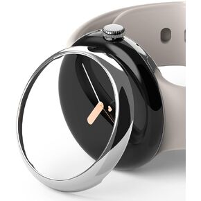 Ringke Bezel Styling Compatible with Google Pixel Watch Case, Adhesive Frame Ring Cover Anti Scratch [Stainless Steel] Protector Accessory - 40-01 (ST) Silver