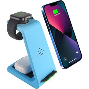 Wireless Charger iPhone,YOCUNKER 3 in 1 Qi Fast Wireless Charging Station Stand Dock for Multiple Devices Apple Watch Series 7/SE/6/5/4/3/2, Airpods 3/Pro/2,iPhone 14/13/12/11 Pro Max/X/XR (Black)