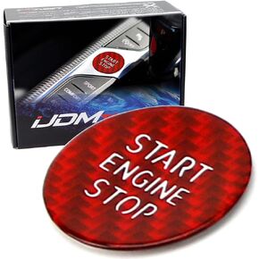 iJDMTOY Gloss Red Real Carbon Fiber Keyless Engine Start/Stop Push Start Button Cover Trim Compatible with BMW G20 3 Series, G22/G26 4 Series i4, G15 8 Series, G05 X5, G06 X6, G07 X7, G29 Z4