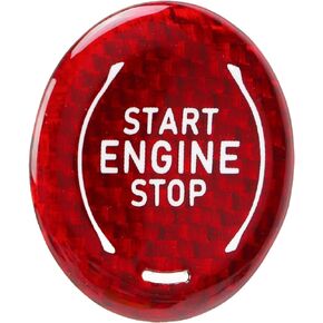 Engine Push Start Stop Button Cover, Push Start Button Cover, Car Engine Start Stop Button Cover Trim Carbon Fiber Replacement for Corvette C8 2020 to Present (red)