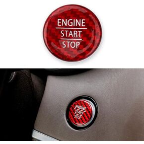 Red Style Real Carbon Fiber Decals Engine Button Cover Trim One-Key Start Stop Button Decor Sticker Compatible with 2018-2022 Kia Stinger Accessories