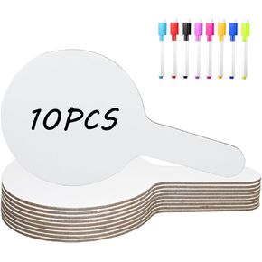18Pcs Dry Erase Answer Paddles with Markers Thickened Handheld Double Sided Paddles Mini White Boards Small Dry Erase Signs Auction Paddles for Students Classroom Bidding Voting Games