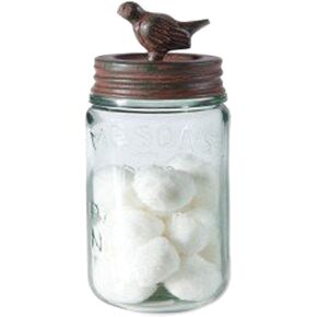 Colonial Tin Works Pint Mason Jar with Songbird Lid - Green/Rust (Green, Rust)