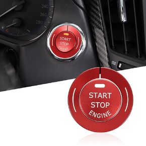 TOMALL Aluminum Engine Start Stop Push Button Cover Trim Compatible with Infiniti Q50L Q60S QX60 Q70L QX70 QX80 Car Engine Ignition Start Button Cap Inner Outer Ring Surrounding Decoration Kit (Red)