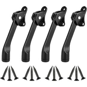 4 Pack Kickdown Door Stop, Commercial Heavy Duty Door Stop, Door Stoppers for Bottom of Door, Kickstand Door Stopper with Rubber Tip and Spring Lever, Easy to Kick Down Door Stop Stopper and Release