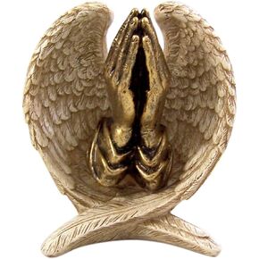 Angel Wings with Praying Hands Cast Resin Figurine Statue, 5 Inch