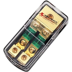 Magicsource in-line Mini ANL Fuse Holder 4/8 Gange AWG in 4/8 Gange AWG 1-Way Out Copper High Conductive Finish with 60A Mini Fuse for Car Audio Battery Fuse Block