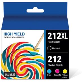 212XL Ink Cartridges High Capacity Black & Standard Color Combo Pack Remanufactured for Epson 212 Ink Cartridges Works with Epson Workforce WF-2830, WF-2850, Expression XP-4100, XP-4105