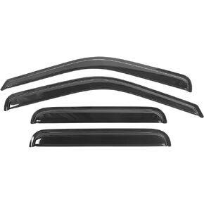 IKON MOTORSPORTS Tape On External Window Visor, Compatible with 1999-2016 Ford F250 F350 F450 F550 Super Duty, Slim Style Dark Smoke Tint Acrylic Shade Rain Sun Guard Wind Vent Air Deflector