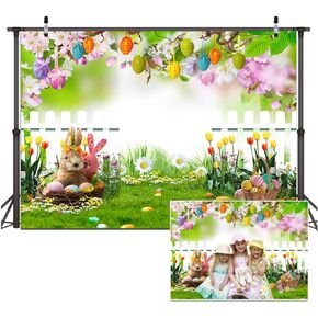 Dudaacvt 7x5ft Easter Backdrop Spring Easter Backdrop Easter Colorful Eggs Wood Fence Background Spring Easter Backdrops Baby Children Easter Party Banner D624