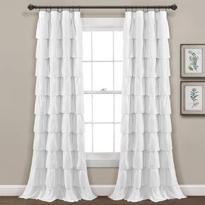 Lush Decor Blush Ruffle Window Curtain-Shabby Chic Farmhouse Style Panel for Living, Dining Room, Bedroom (Single), 84" x 50 L