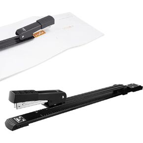 Deli Long Reach Stapler, Booklet Stapler with Jam Resistant, 25 Sheet Capacity, Long Arm Standard Staplers for Booklet, Book Binding, Art Journaling, Black, 2024 Gifts
