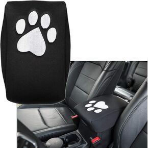 E-cowlboy Neoprene Center Console Armrest Pad Cover Black Dog Paw Print Protector Cushion for Jeep 2011-2022 Grand Cherokee