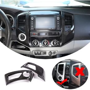 2pcs Car ABS Inner Central Console Air Conditioning Vent Rings Frame Cover Trim Car Accessories Fit For Toyota Tacoma 2011 2012 2013 2014 2015 (carbon fiber)