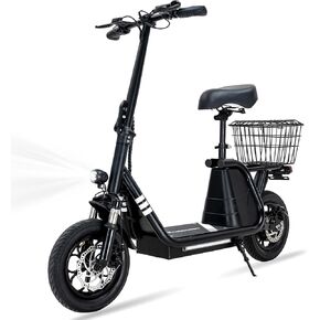 EVERCROSS ES2 Electric Scooter with Seat, Foldable Electric Scooter Adults with Basket, Up to 18.6Mph 22~28Miles Long Range, 400W Motor 12" Pneumatic Tire Escooter for Commuting in Kuwait