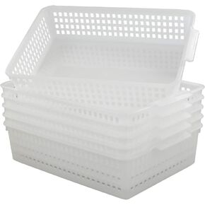 6-Pack A4 Paper Storage Baskets File Trays Baskets, Clear Plastic Storage Basker Tray