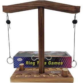 Ring toss Game for Adults and Kids, Ring toss with Shot Ladder, Larger Base to Ensure Stability, Fast-paced Interactive Ring and Hook Game Ring toss, Wooden Clash toss Game in Saudi Arabia