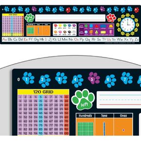24PK Paw Prints لوحة اسم مرجعية بلاستيكية فاخرة ذاتية اللصق لسطح المكتب مع حروف وأرقام وألوان وأشكال ثنائية وثلاثية الأبعاد، 120 شبكة، يسار ويمين، قاعدة 10 والوقت in Kuwait