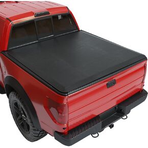 غطاء سرير ناعم رباعي الطي لشاحنة Ford F-150 لعام 2009-2014، أربعة غطاء سرير قابل للطي متوافق مع 2009 2010 2011 2012 2013 2014 Ford F150، 6.5 قدم/78.8 بوصة جانب الأسطول