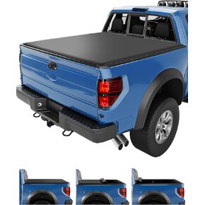 Soft Quad Fold Truck Bed Tonneau Cover for 2009-2014 Ford F-150,Four Folding Pickup Bed Cover Compatible with 2009 2010 2011 2012 2013 2014 Ford F150,6.5ft/78.8 inch Fleetside