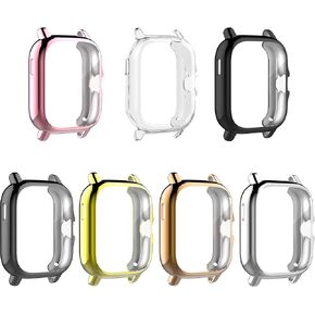 جراب Chofit مكون من 7 قطع متوافق مع Amazfit GTS 3/GTS 2/GTS 2e، جراب واقٍ شامل من مادة TPU المضادة للخدش، غطاء ممتص للصدمات لملحقات الساعة الذكية Amazfit GTS 3/GTS 2/GTS 2e
